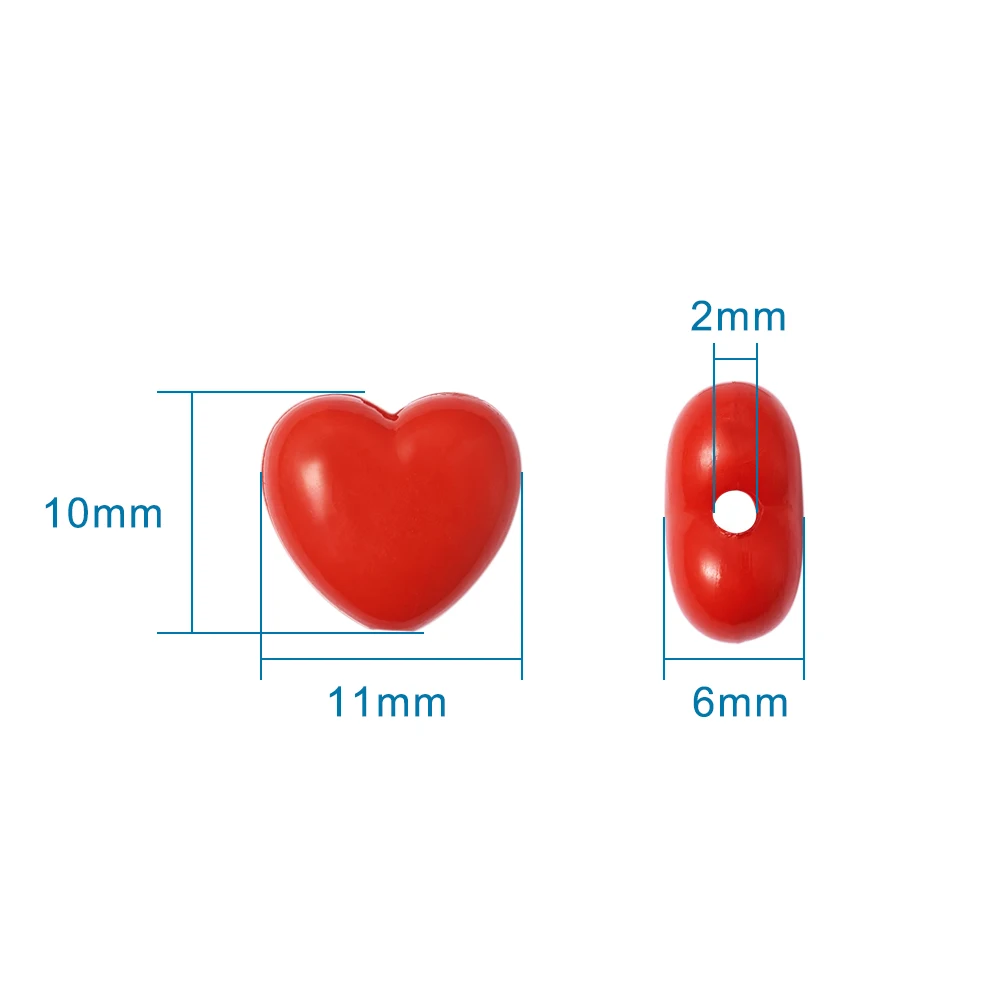 about 1267pcs/500g Opaque Acrylic Heart Beads for Earring Bracelet Necklace Kids Jwelry DIY Making Accessories 10x11x6mm
