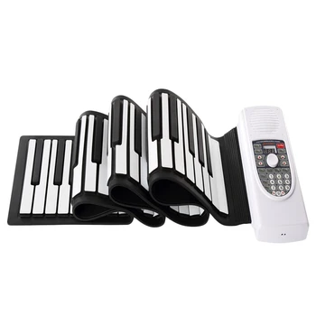 

Hand Roll Piano 88 Keys Flexible Keyboard Portable Silicone Rechargeable Electric Piano Built-In Battery And Speaker,White
