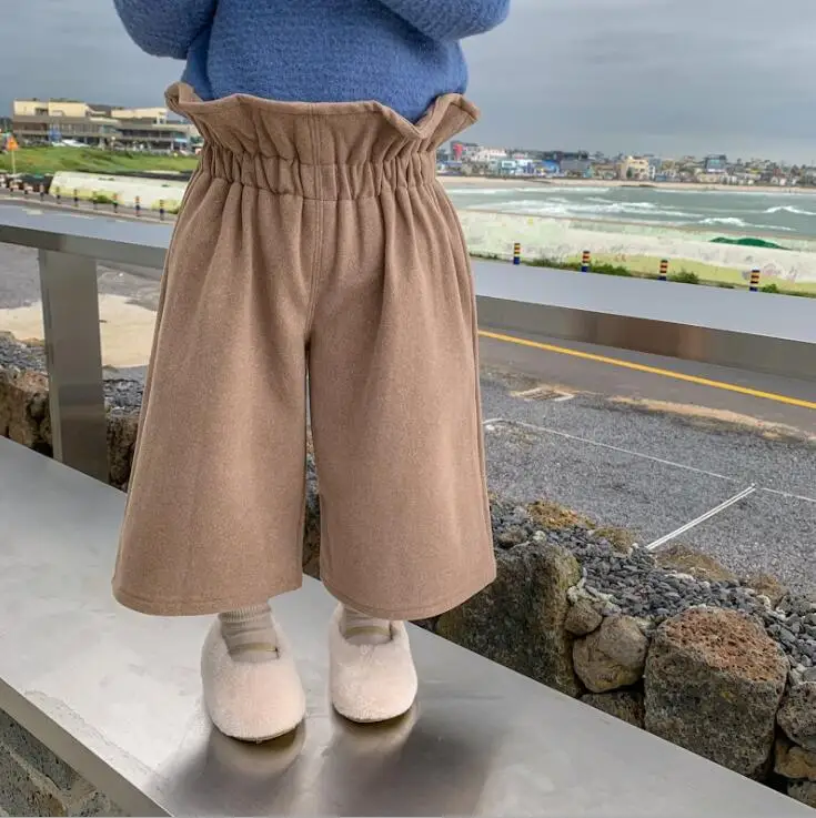 

2019 Girls Woolen Wide Pants Autumn Winter Fashion Girls Pants 1-7T PQ569