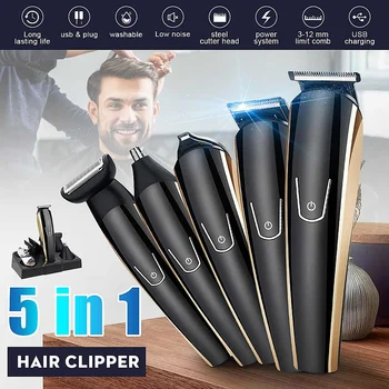

Multi-function 5 in 1 Hiar Clipper Nose Hair Trimmer Shaver Angle Cutter Professional Hair Trimmer Electric Beard Trimmer