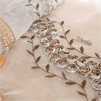 

Romantic Floral Embroidered Modern Two-color Stitching Curtains For Living Room Kitchen Bedroom Blackout Cortina