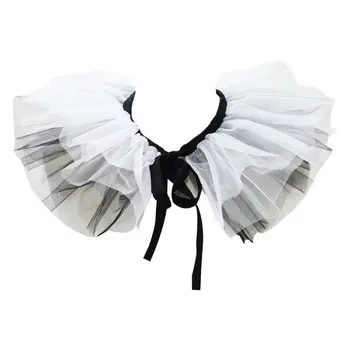

Vintage Fluffy Net Mesh Fake Collar DIY Bowtie Detachable Necklace Choker Tie for Women Wedding Party Clothing Decor