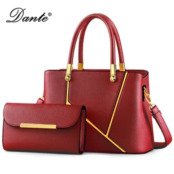 

dante 2PCS Women's Bag Set Fashion PU Leather Ladies Handbag Solid Color Messenger Bag Shoulder Bag For Women Polyester