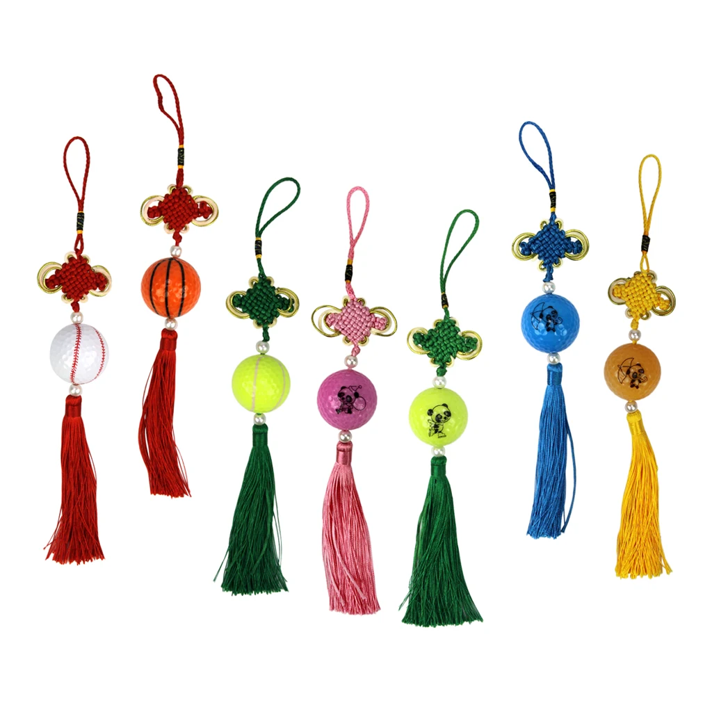 Traditional Handcraft Knitted Chinese Knot with Golf Ball - Hall Door Office Car Hanging Decor