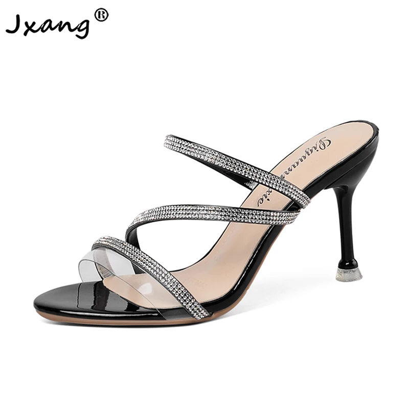 

JXANG 2020 new summer ladies high heels fashion woman PVC Sandals Heel Sandals Stilettos Zapatos Mujer women sexy Stilettos heel