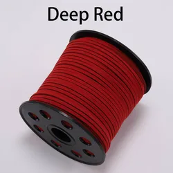 Luxurious Flat Faux Suede Braided Cord for Crafting and Jewelry Making (Deep Red)