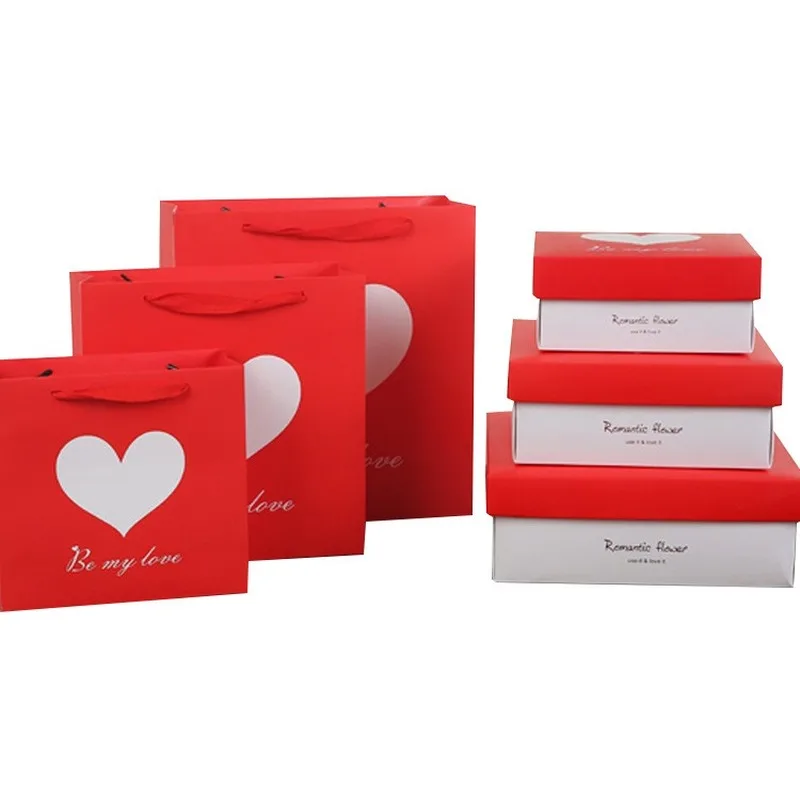

Valentine's Day Gift Pack Box Qixi Festival Paper Bag Love Handbag Wedding Pack Valentine's Day Wedding Party Gift Boxes Bags