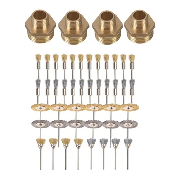

4Pcs 1/2 Inch BSP to 1/4 Inch BSP Male Thread Hex Nipple Fitting with 44 Pieces Wheel Cup Brass Steel Wire Brush Set