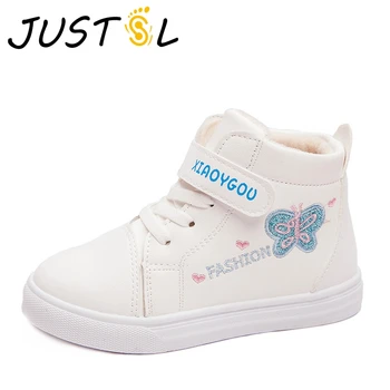

JUSTSL Chidren High-top Sneakers 2019 New Wild Winter Plus Cotton Plus Velvet Kids Boots Girls Cute Martin Boots Size 25-36