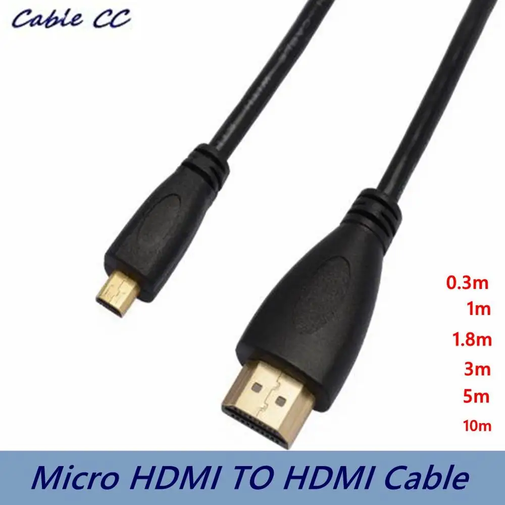 Кабель-адаптер Micro HDMI к HDMI-совместимый штекер-штекер для камеры GoPro Sony A5100 A6000 A6300