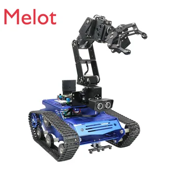 6-Degree-of-Freedom Mechanical Arm Crawler Car Tracking Obstacle Avoidance Robot Intelligent Car STM Programming Car doit rc metal tank chassis with bearings caterpillar tractor crawler intelligent robot car obstacle avoidance diy toy