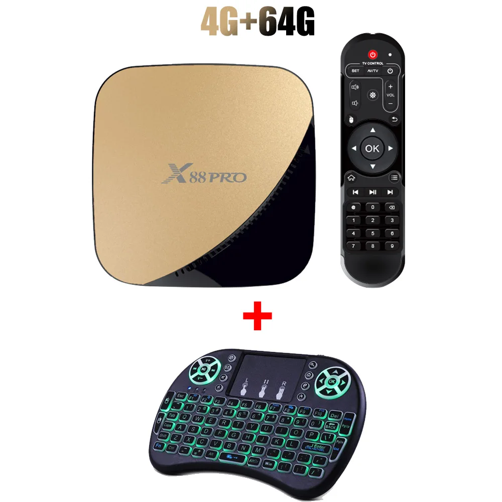 golden 4G 64G i8 X88 PRO TV Box Android 9.0 4GB RAM 64GB Google Voice Assistant RK3318 Quad core Wifi Youtube 4K set top box silver gold red H96 - Цвет: golden 4G 64G i8