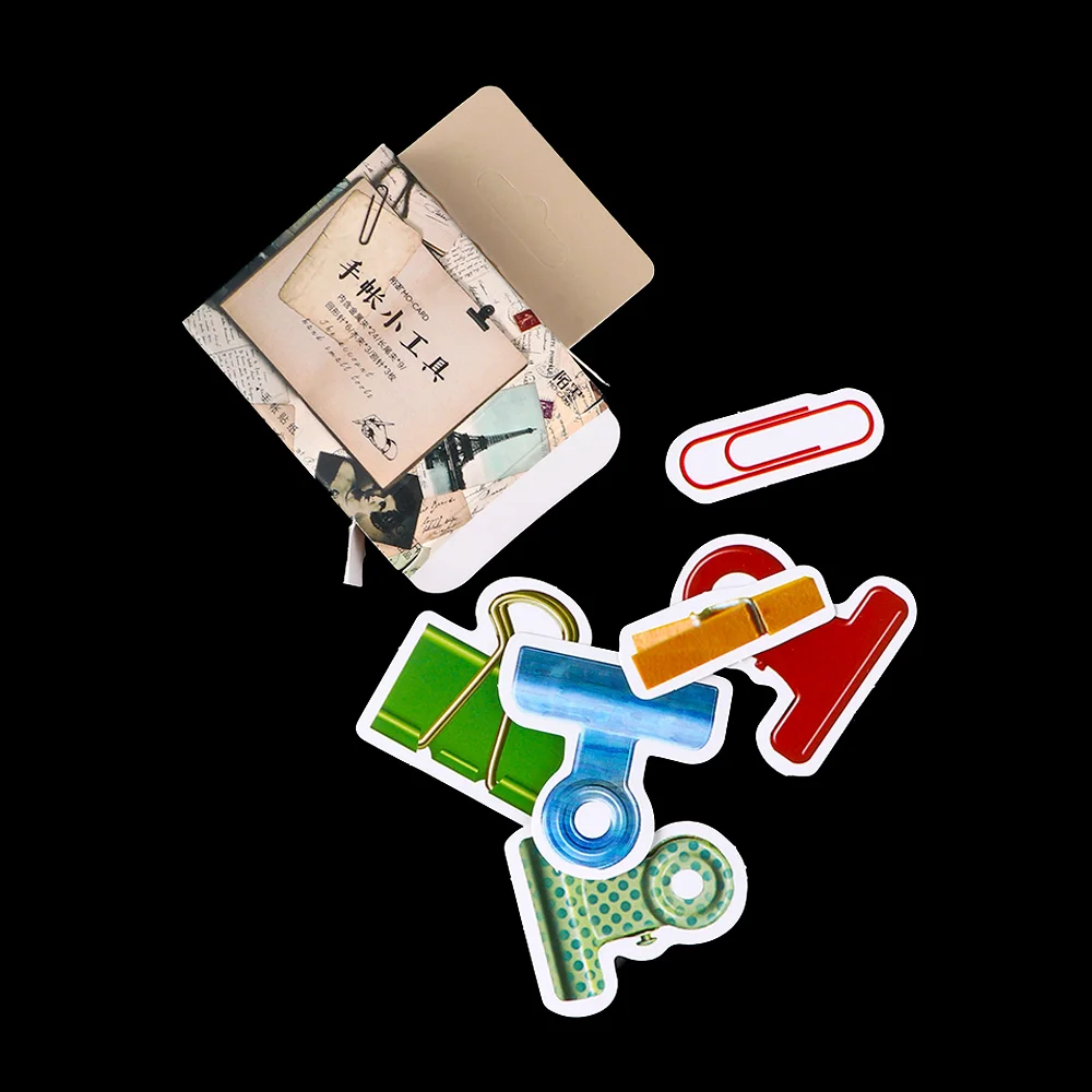 

45Pcs/box Cute Creative Binder Clip Shape Mini Paper Sticker Decoration Diy Ablum Diary Scrapbooking Label Sticker Stationery