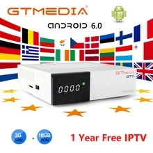 GTMEDIA GTC Android 6,0 Smart tv Box 2G+ 16G беспроводная WiFi 3D 4K сеть+ 1 год cccam медиаплеер Поддержка IP tv M3U Smart tv Box