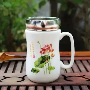 Креативная керамическая чашка, зеркальная кружка с крышкой, ложка, подарок, большая емкость, чашка для кофе, молока, 420 мл, кофейные чашки, стакан, Рождественская кружка - Цвет: 420ml suit