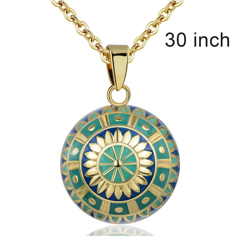 with 30 inch Chain Eudora, зеленый шар гармонии для беременных, ожерелье для беременных, шар бола, подвеска с цветком от солнца, роскошные ювелирные изделия для женщин, подарок для душа - Окраска металла: with 30 inch Chain