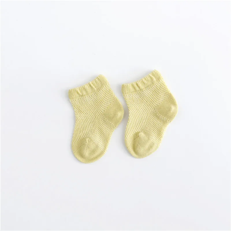 5 пар/лот, детские носки, летние тонкие носки из сетчатого материала для маленьких девочек, хлопковые носки для новорожденных мальчиков, одежда для малышей, аксессуары - Цвет: YELLOW