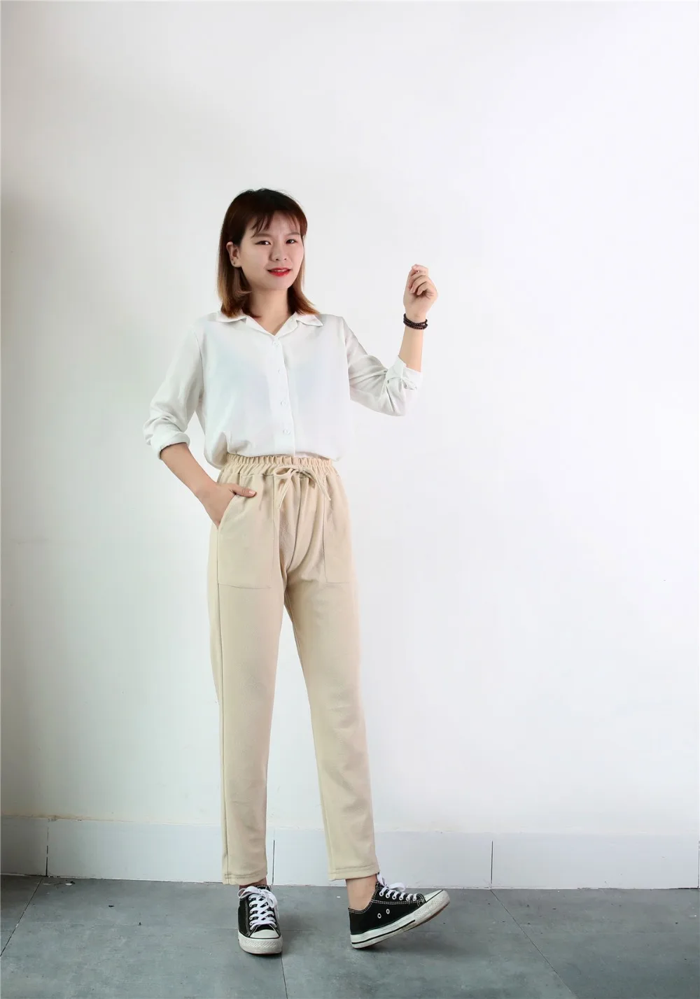 Women pants Spring Summer fashion female Solid high Waist loose harem pant pencil trousers Casual Cargo pants streetwear