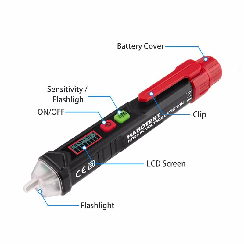 

Digital Ac Voltmeter Intelligent Non-contact Pen Alarm Voltage Detector Meter Volt Current Electric Test Pencil Auto Tachometer