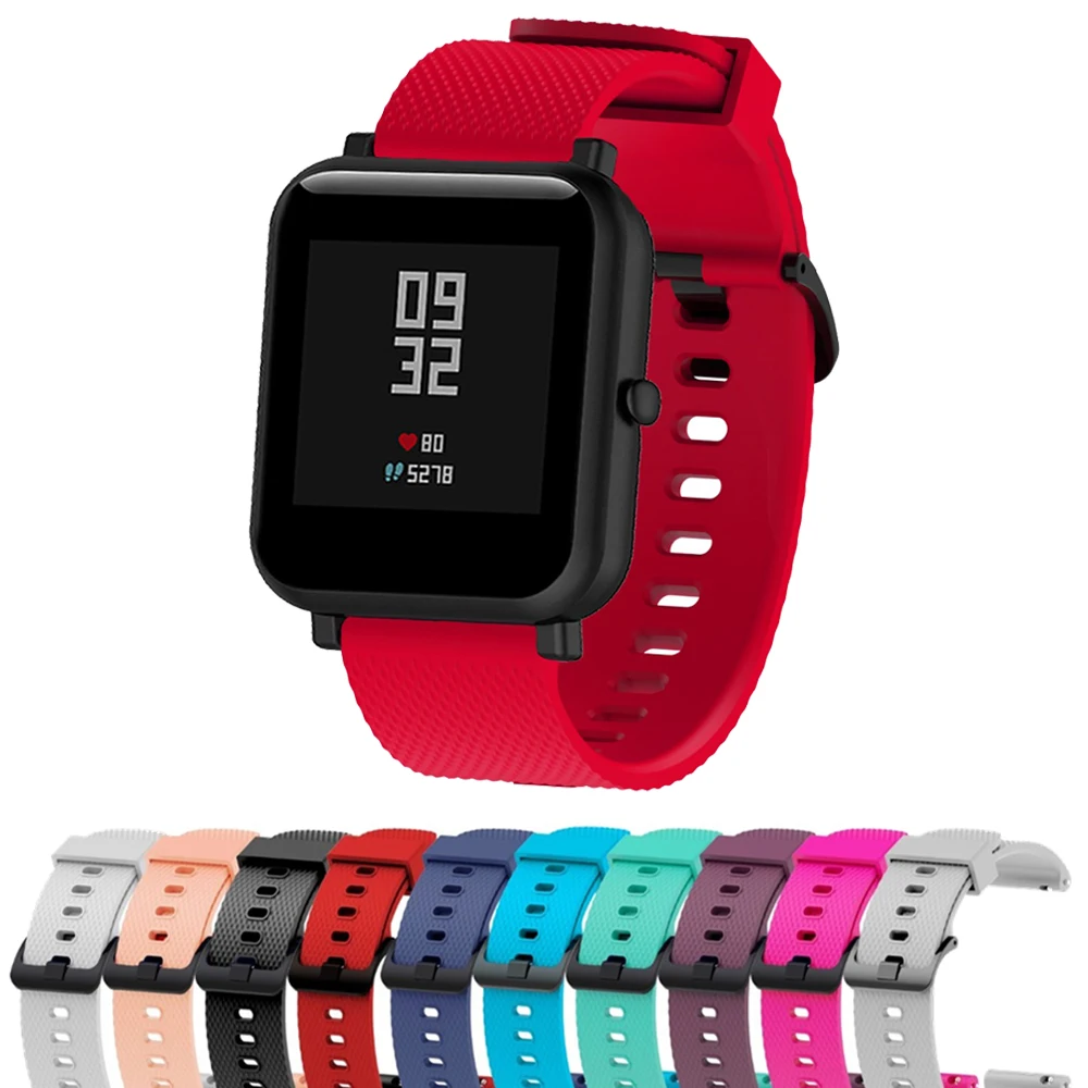Ремешок силиконовый для часов Amazfit Bip браслет Xiaomi GTS Samsung Galaxy Watch Active/Gear Sport 20 мм |