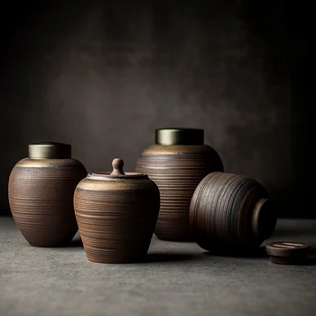 

Stoneware Ceramic Sealed Organizer Tea Box Moisture-proof Organizer Tea Box Storage pickle Tea Storage Jar tea box set t pt11