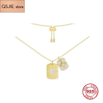 

Fashion Charm Sterling Silver Copy 1:1 Replica,Adjustable Necklace With Two Paved Stars Pendants Monaco Luxury Jewelry Gift
