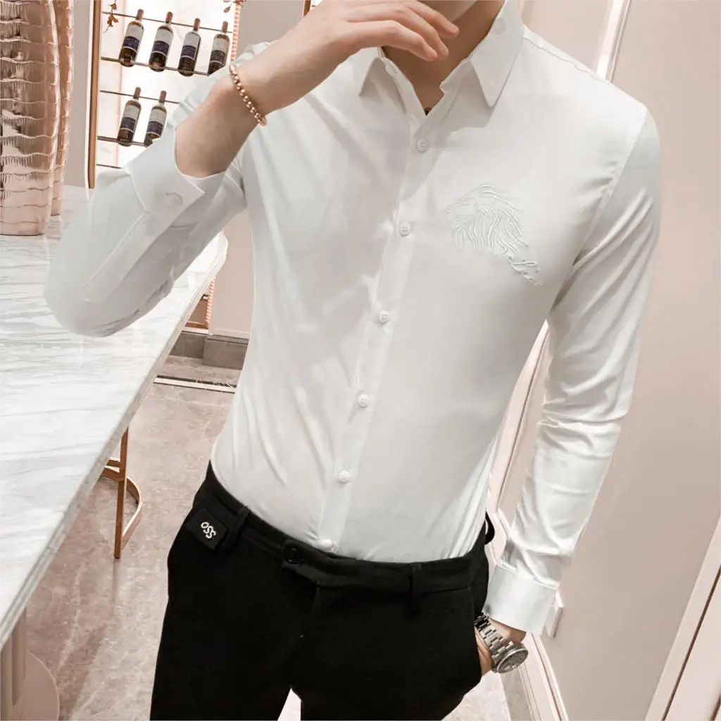 Мужская Однотонная рубашка осенняя Новая мужская классическая с длинным рукавом