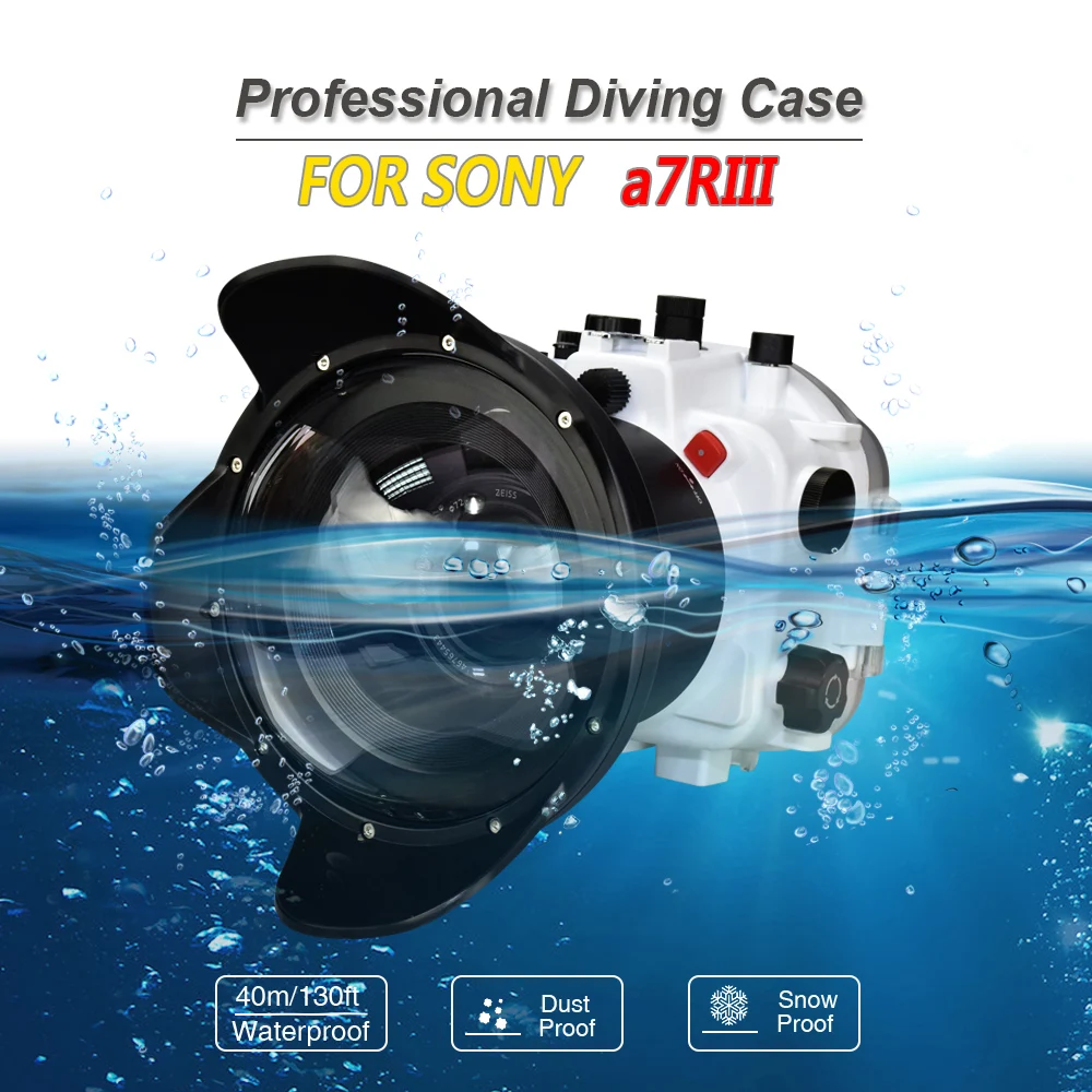 Seafrog 방수 카메라 하우징,  A7RIII 16-35mm f2.8 f4.0 렌즈용, 8 인치 돔 포트 포함, 40 미터