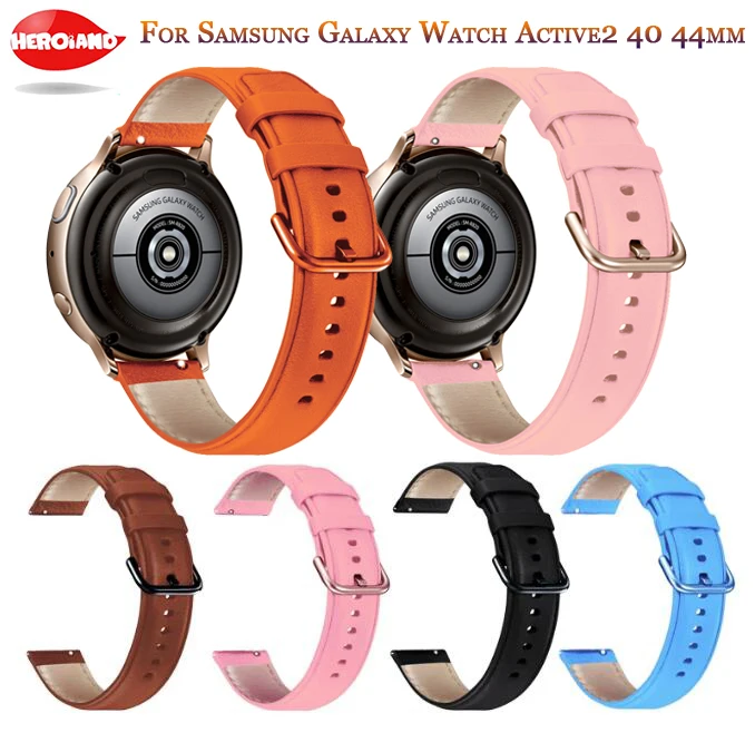 

20mm Genuine Leather Strap for Samsung Galaxy Watch Active 2 40 44mm Smart Watch Strap For Xiaomi Amazfit bip GTR GTS Strap Band