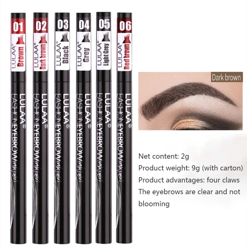 6 Color Microblading Eyebrow Pencil Waterproof Fork Tip Tattoo Pen Tinted Fine Sketch Eye Brow Pencils Long Lasting Eyebrows