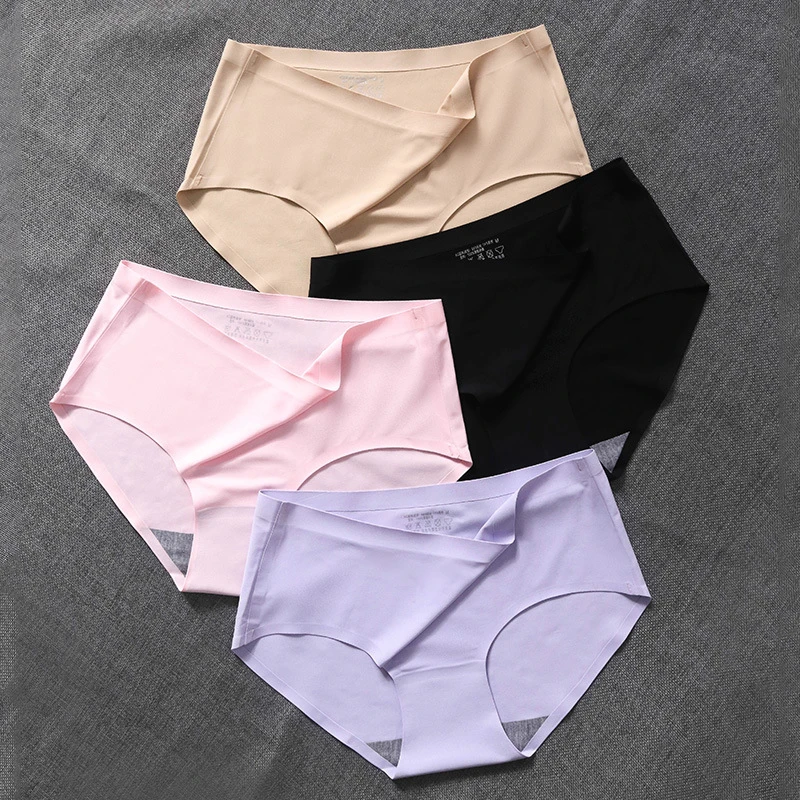 high waisted thong underwear 3Pcs  Women's Underwear Seamless Ice Silk Panties For Women Solid Skin lingerie Female Underwear Lady Briefs Knickers Underpant cotton underwear for women