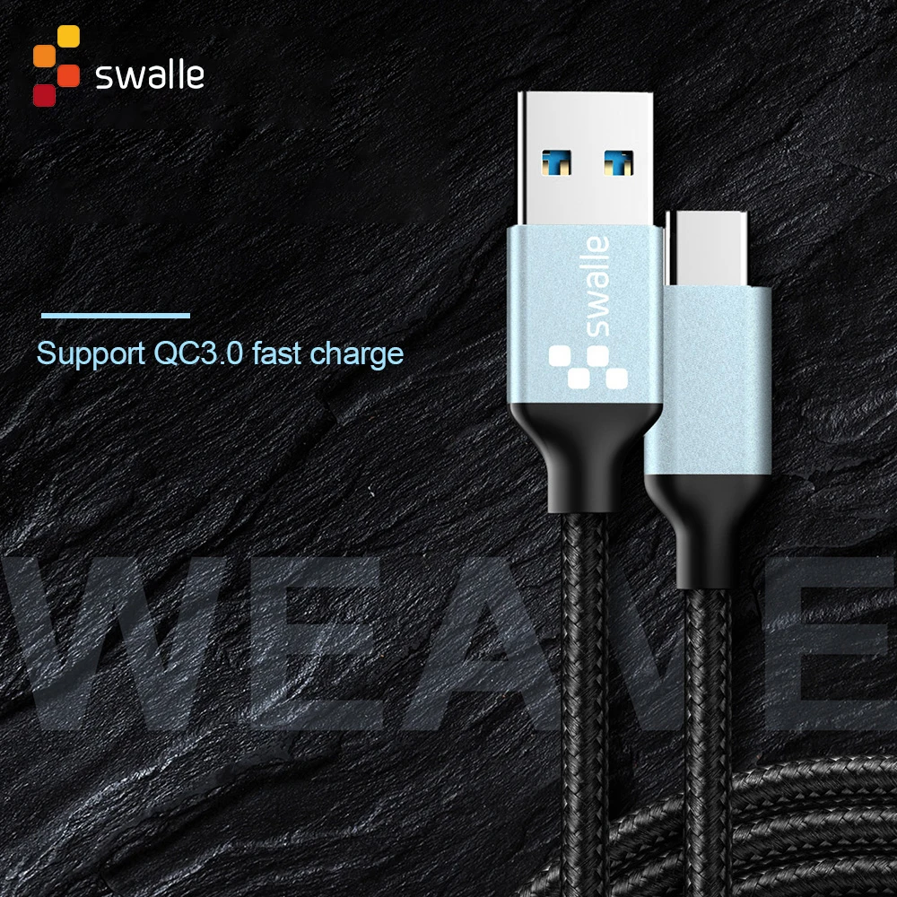 Swalle QC 3,0 быстрое зарядное устройство USB для type C 3,0 кабель Быстрая зарядка usb type-C кабель для samsung S9 S10 Plus