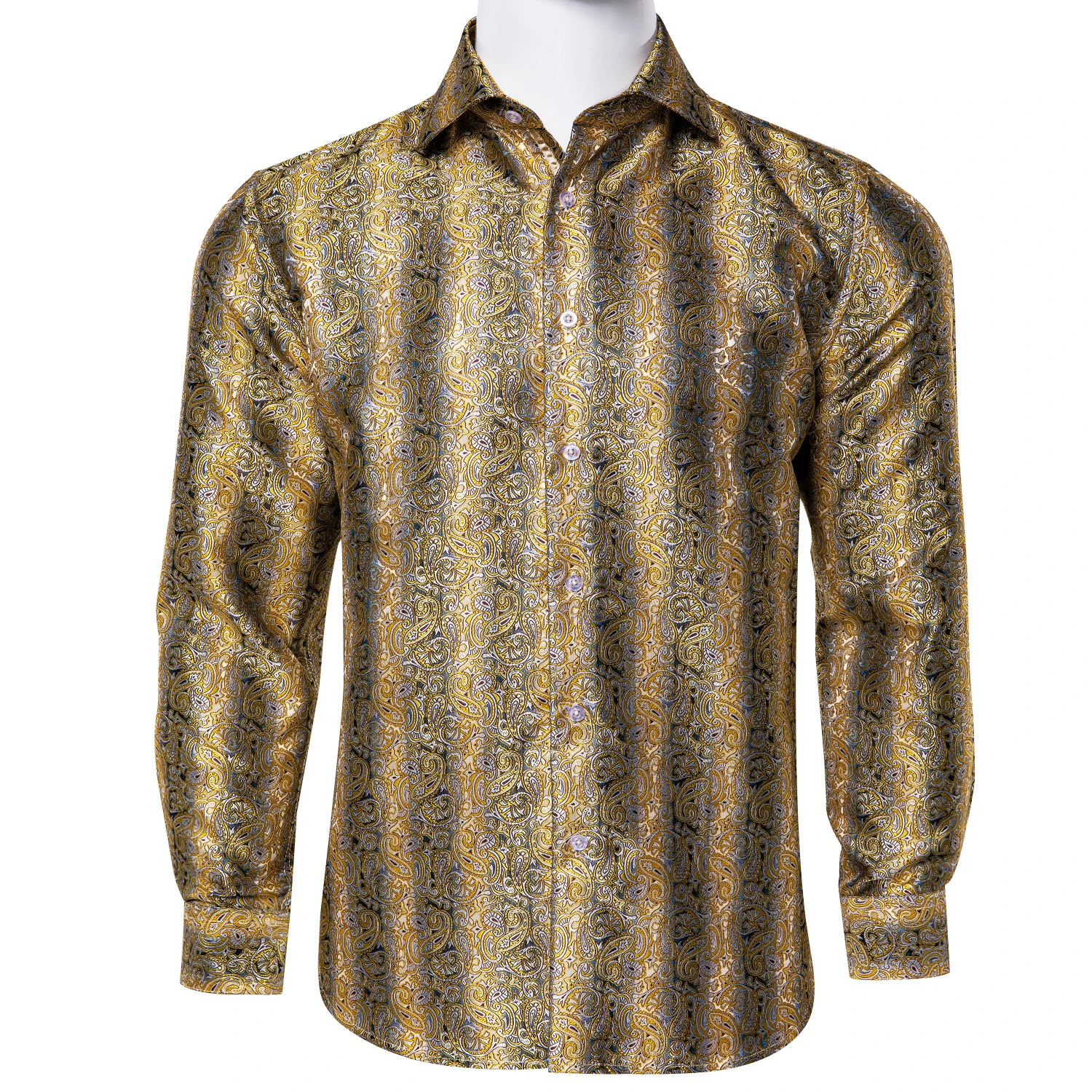 

Fashion Yellow Paisley Men Shirts Men's Fashion Casual Long Sleeve Shirt Men Dress Slim Fit Style Soft Comfortable Shirt DiBanGu