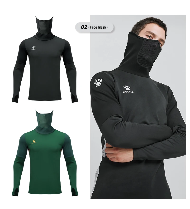 KELME Pullover Ausbildung Tragen Männer Stretch Daumen Loch Design Basis Warme Dicke Shirt Atmungs Gesicht Abdeckung Sportswear 8161TT1003 – Detail 2
