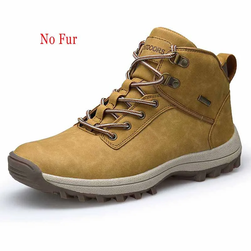 Winter Men Boots Fur Warm Man Snow Boots Designer Luxury Male Winter Combat Mens Shoes Driving Ankle Boots Tactical Punk Shoes - Цвет: No Fur Camel