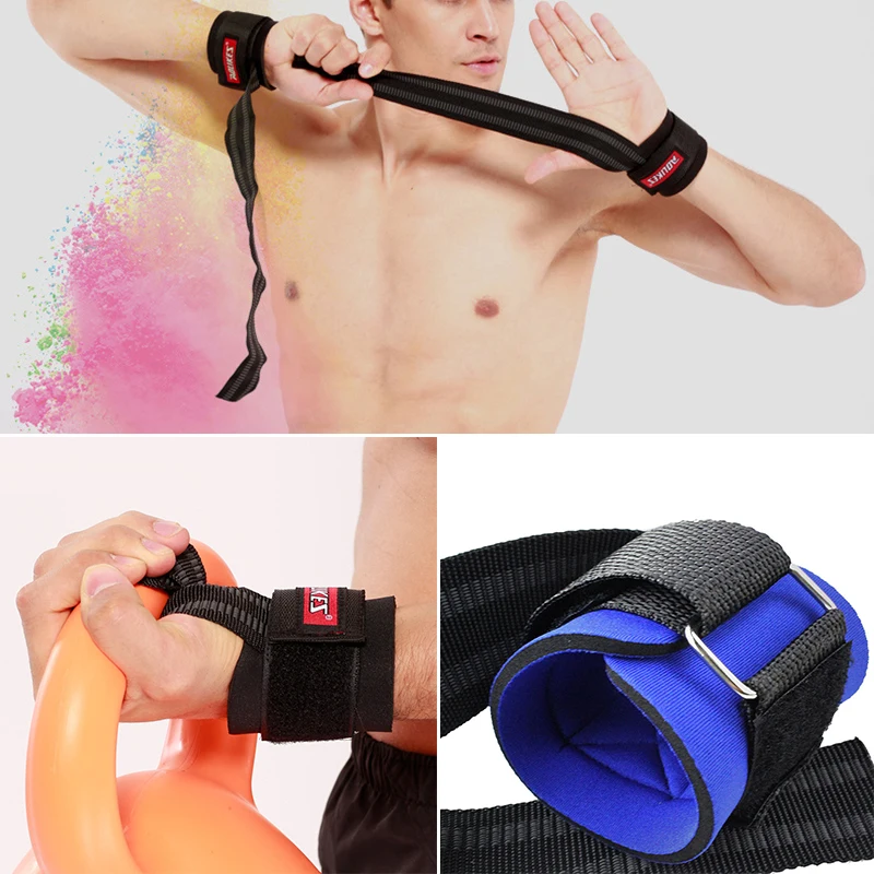 2* Gym Weight Lifting Wrist Training Straps Grip Support Wraps Anti-skid Durable