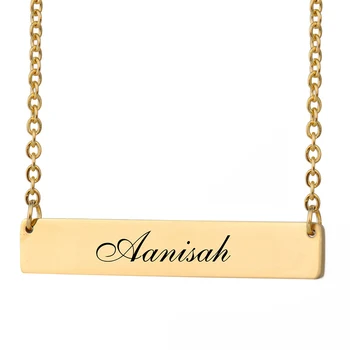 

Custom Nameplate Necklace Women Name Aanisah Bar Pendant Best Friends Jewelry Birthday Gifts Stainless Steel Size 40 X 7mm