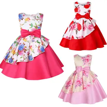 

100-150cm Formal Bridesmaid Girl Dresses Party Baby Dress Flower Tutu Wedding Kid Princess H3CD