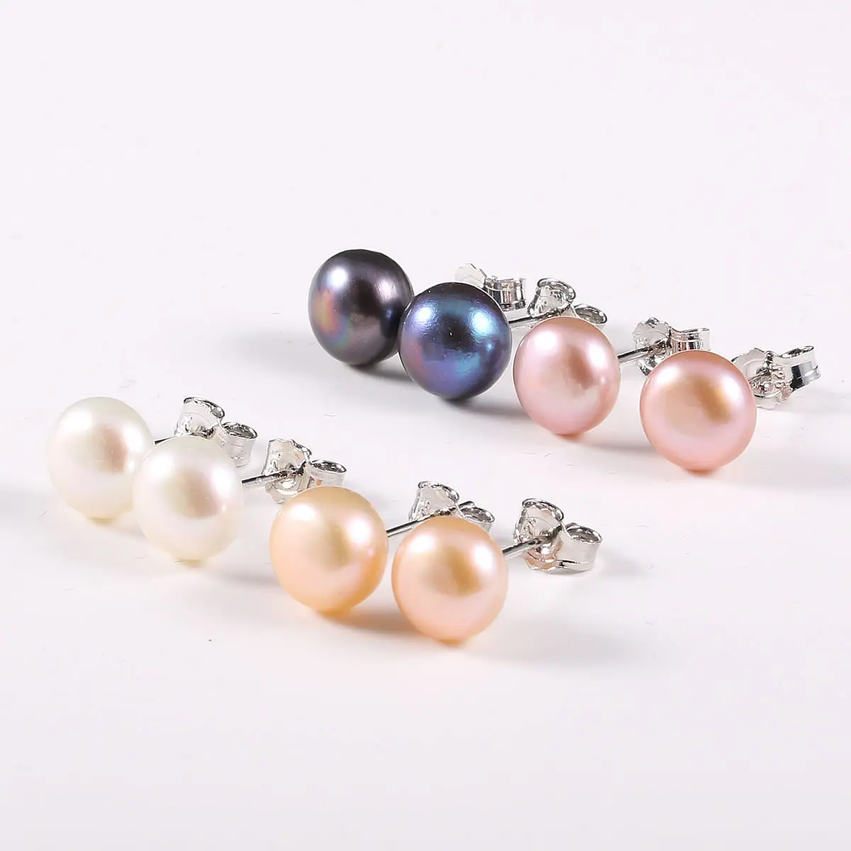 

Genuine Natural Pearl Stud Earrings for Women 4 Colors 100% Silver Stud Earrings Freshwater Pearl Earring Jewelry Gift for Women