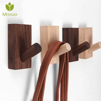 

Natural Wood Clothes Hanger Wall Mounted Coat Hook Wall Decorative Key Holder Hat Scarf Handbag Storage Hanger Bathroom Rack