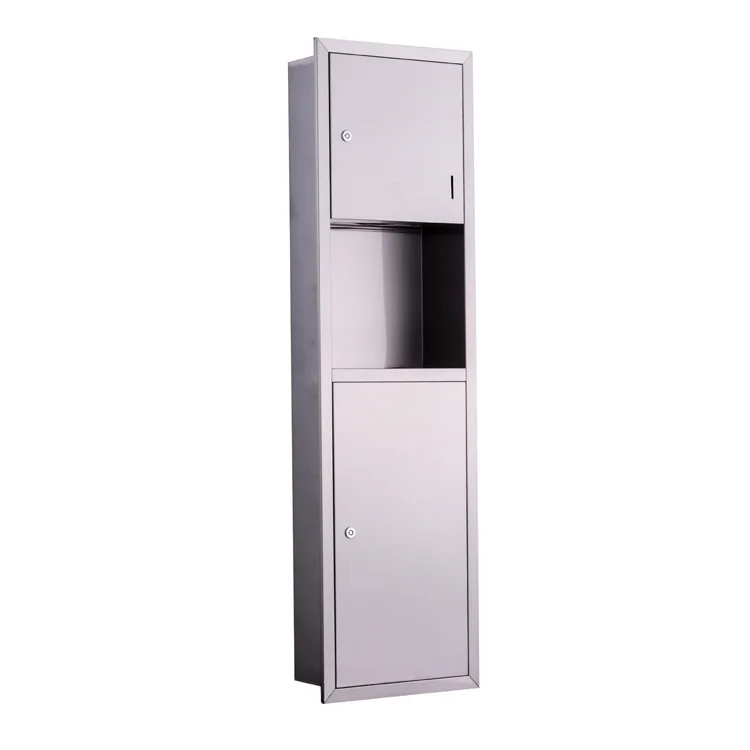 

304 Stainless Steel Embedded-in-Cabinet with Trash Can Tissue Dispensers Waterproof Tissue Box