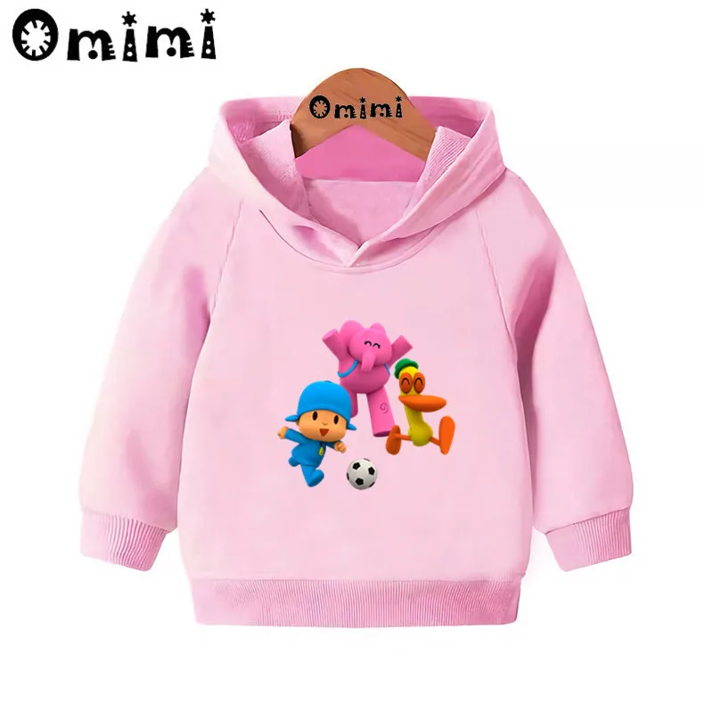 Pocoyo/Забавный детский свитер с рисунком; детские толстовки с капюшоном; крутой пуловер для малышей; топы для девочек и мальчиков; осенняя одежда; KMT5313