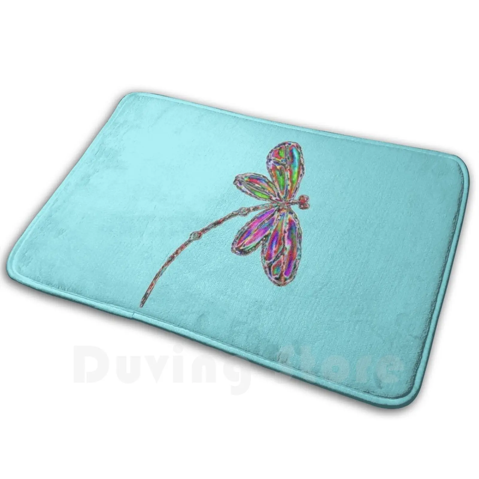 Neon Dragonfly-Turchese Tappeto Mat Cuscino Morbido Libellula Libellule Flying Flight Flit Dragonfly Flying Hover