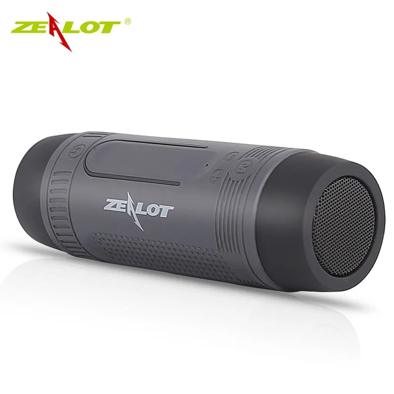 Grey Zealot S1 Bluetooth динамик открытый велосипед портативный сабвуфер бас Беспроводная колонка FM радио банк питания+ фонарик+ крепление для велосипеда - Цвет: Grey
