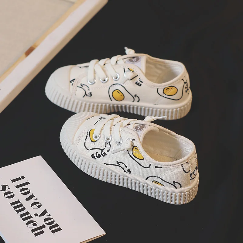 autumn new children's canvas shoes; boys biscuit shoes; girls shoes; Korean baby shoes; small children's shoes - Цвет: Egg color