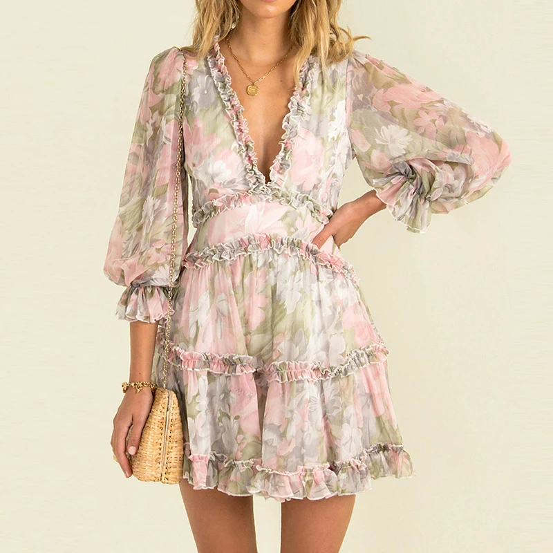 Self tie Knot Front Ruffles Leopard Dress Women Spring V Neck Chiffon Print Dress Sexy Short A Line Party Vestidos 57 H6ea42e044b314cff8e8efd19f8f52fa8K