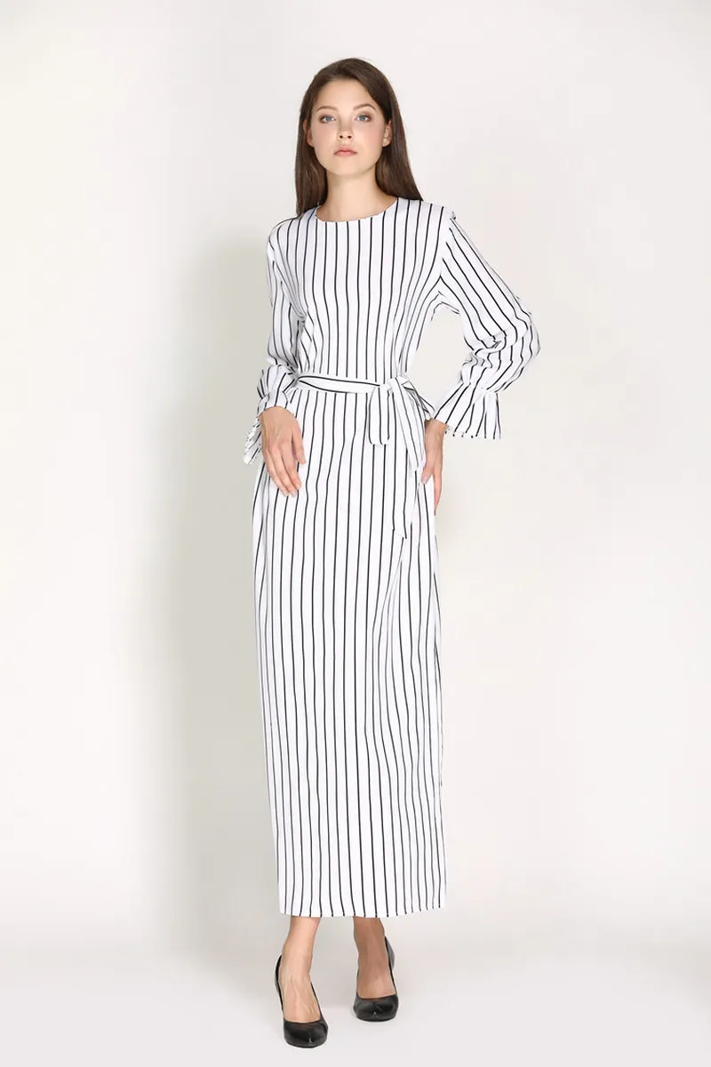 Женская мусульманская рубашка хиджаб платье с рукавом бабочкой на шнуровке