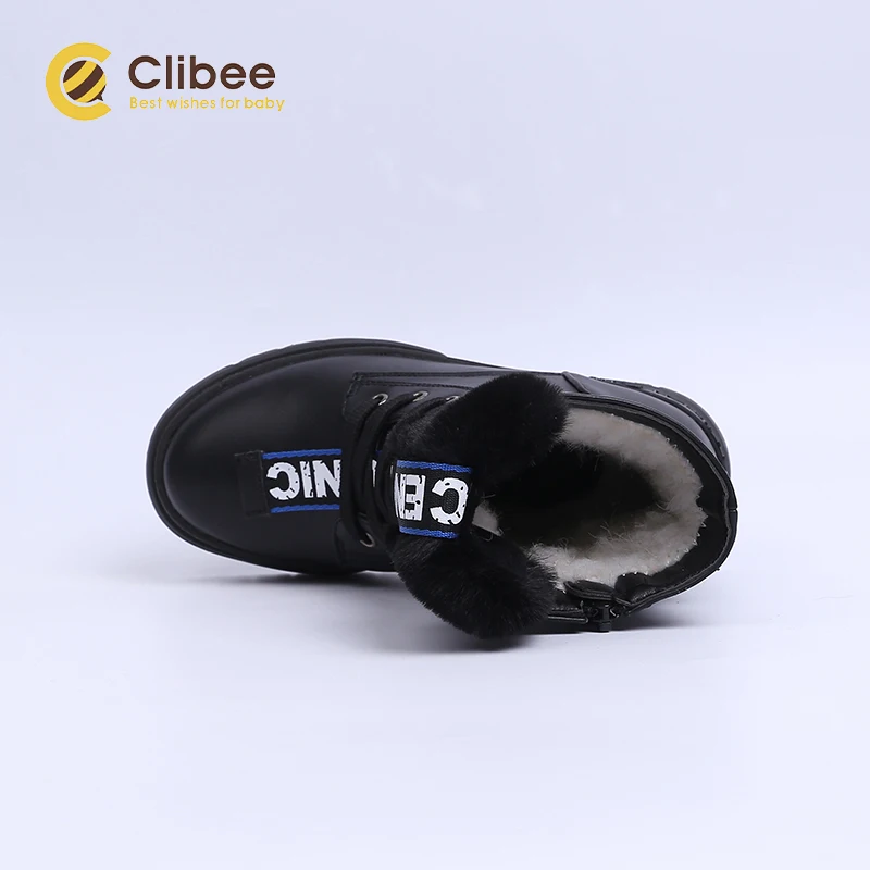 Теплые зимние ботинки CLIBEE для девочек детские мартинсы из искусственной кожи до