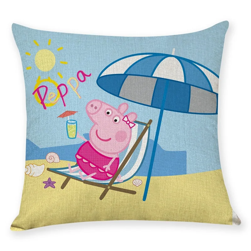 Случайный 3 шт. Peppa Свинья персонаж наволочка из конопляной ткани Подушка объятия наволочка аниме действие персонажа модель детей подарки на день рождения