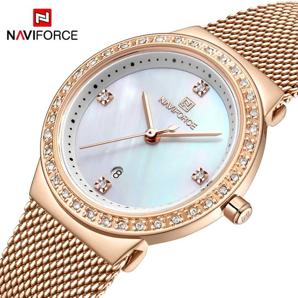 

New NAVIFORCE Rose Gold Women Watch Business Quartz Watch Ladies Top Brand Luxury Female Wrist Watch Girls Clock Relogio Feminin